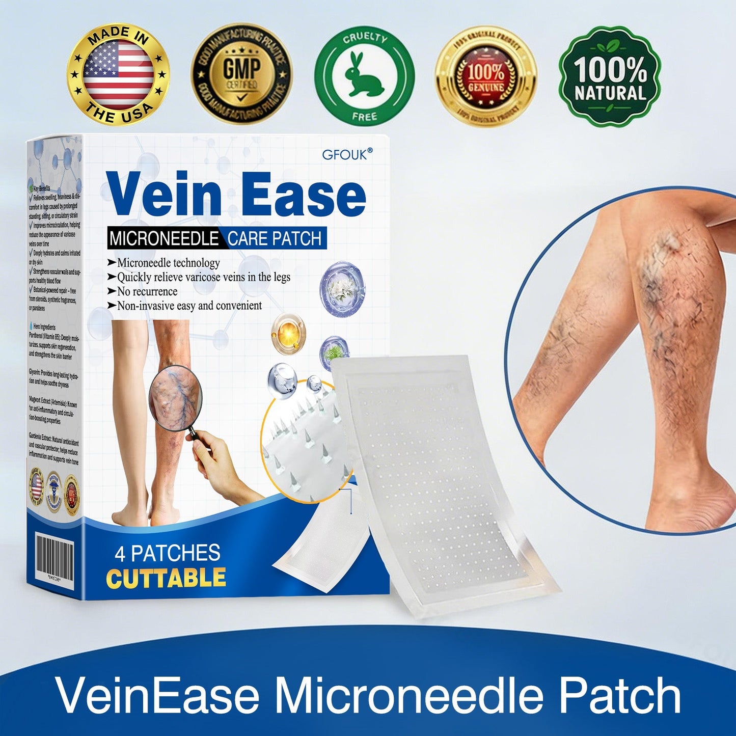 🇺🇸 🥰Vaxflite® VeinEase Microneedle Care Patch⚡